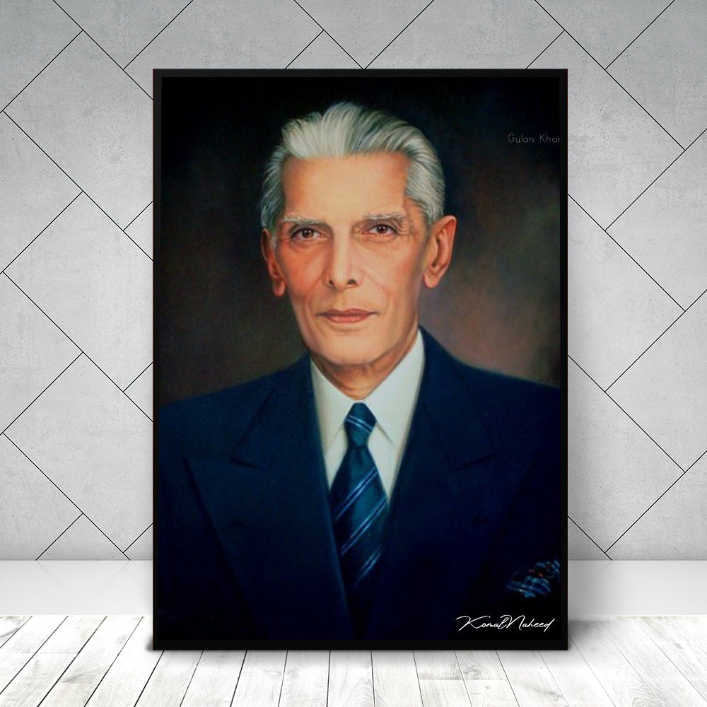 Quaid-E-Azam Muhammad Ali Jinnah Portrait  Figure Poster Wall Art